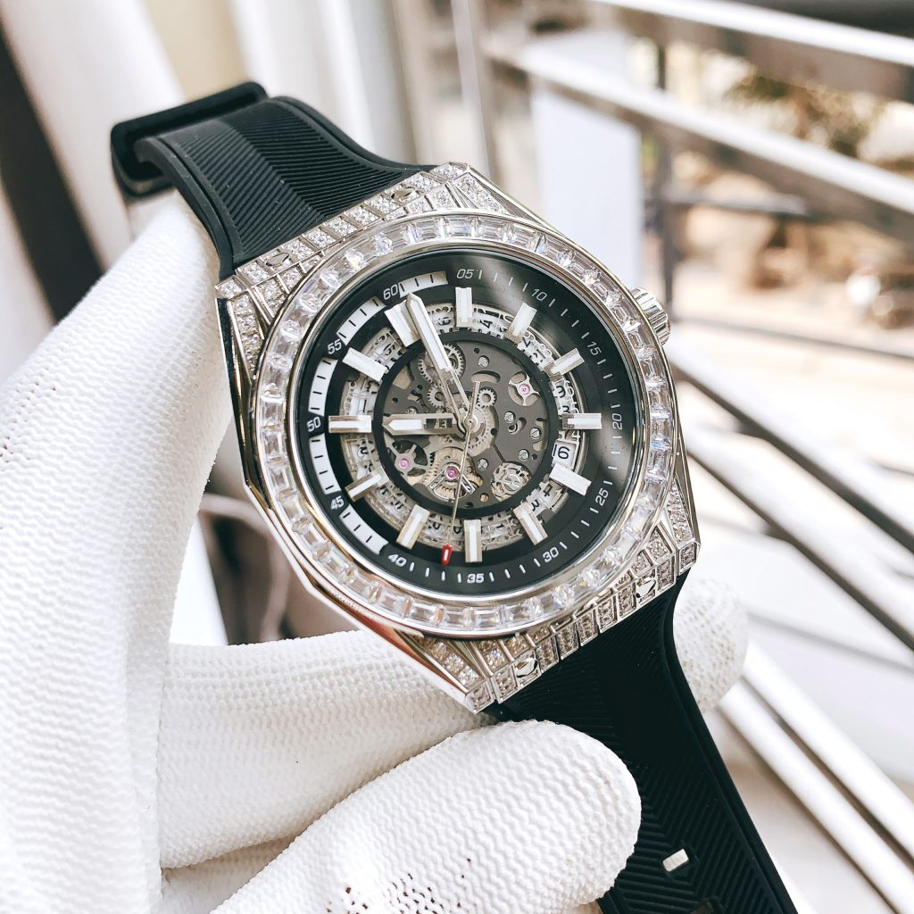 Đồng hồ đính đá Hanboro nam chính hãng máy cơ automatic