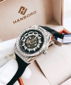 Đồng hồ đính đá Hanboro nam chính hãng máy cơ automatic