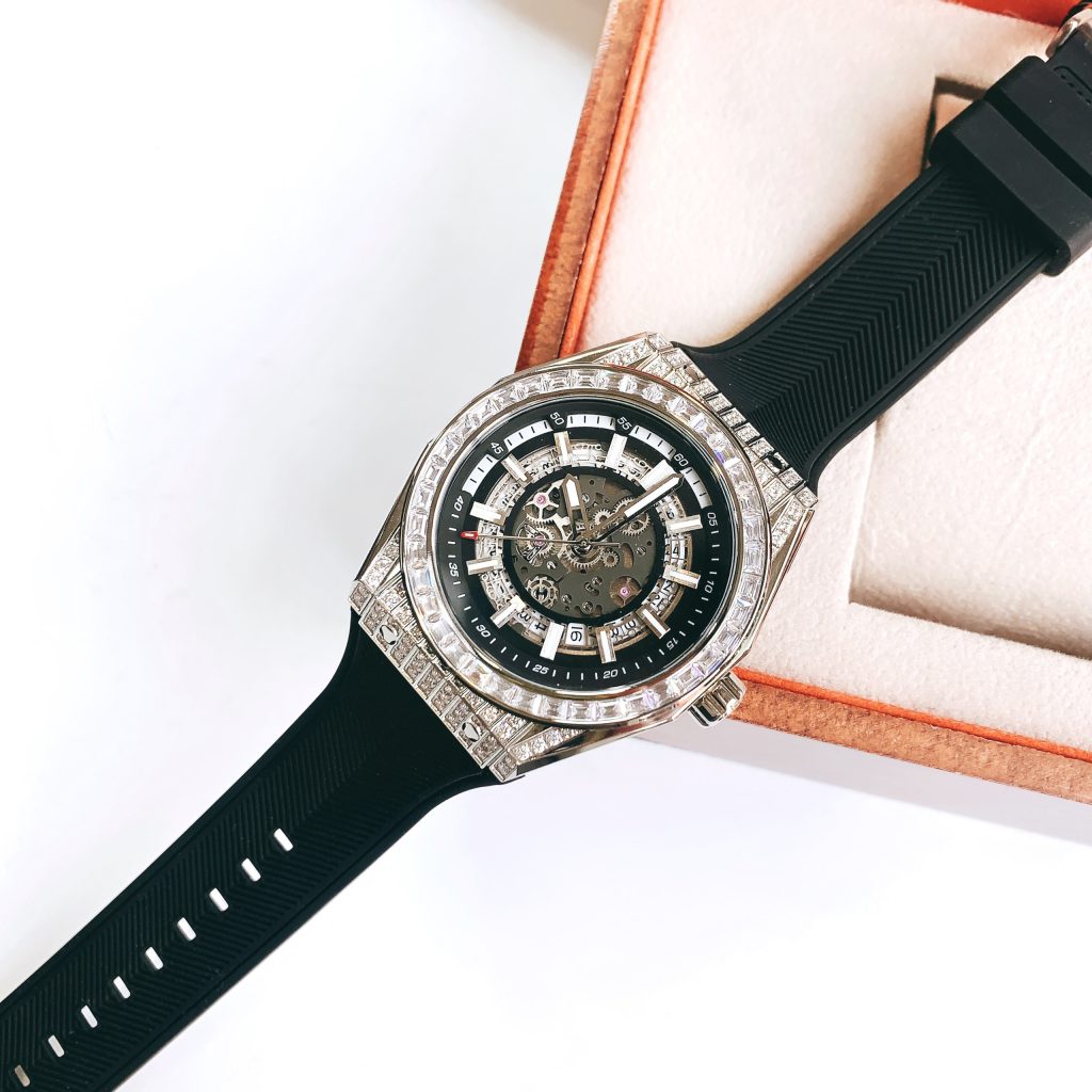 Đồng hồ đính đá Hanboro nam chính hãng máy cơ automatic
