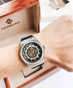 Đồng hồ đính đá Hanboro nam chính hãng máy cơ automatic