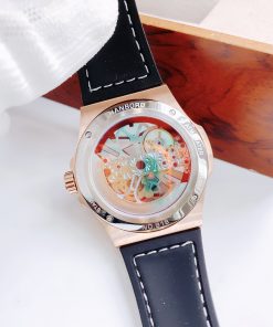 Đồng hồ cơ nam lộ máy Hanboro Rosegold chính hãng dây da 44mm
