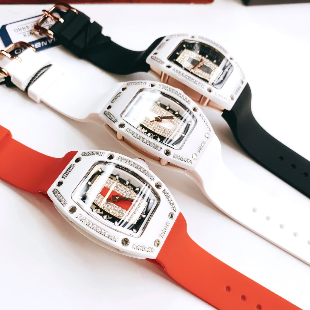 Đồng hồ nữ Hanboro vỏ gốm ceramic trắng chính hãng 3 màu