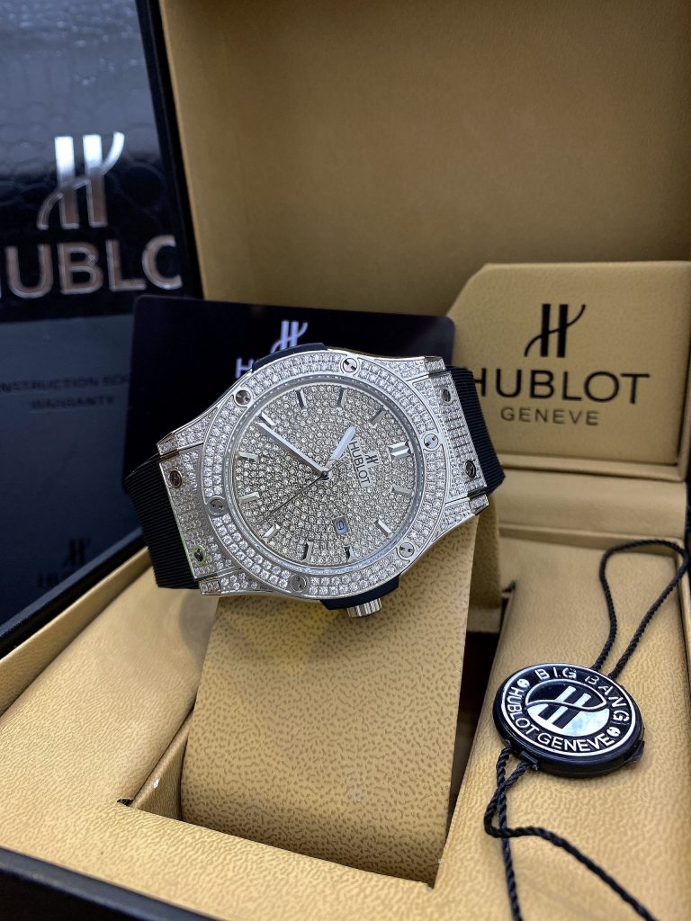  Đồng hồ Hublot đính đá nam giá rẻ máy pin Nhật Fake cao cấp 42mm