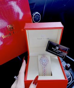 Đồng hồ nữ cao cấp Royal Crown dây kim loại đính đá giá rẻ