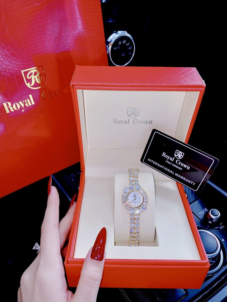 Đồng hồ nữ Royal Crown đính full đá lấp lánh sang chảnh Like Auth 30mm
