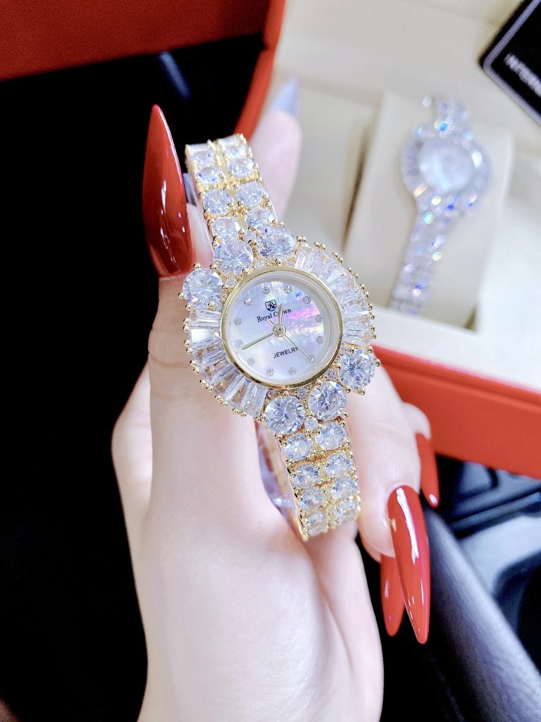 Đồng hồ nữ Royal Crown đính full đá lấp lánh sang chảnh Like Auth 30mm
