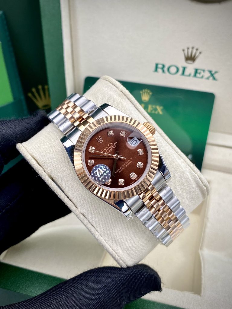 Đồng hồ nữ Rolex Datejust mặt chocolate Fake 11 máy cơ Nhật 31mm