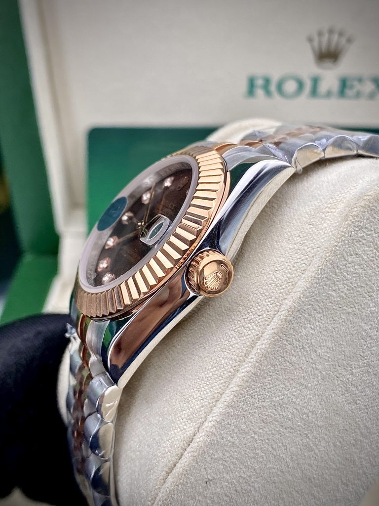 Đồng hồ nữ Rolex Datejust mặt chocolate Fake 11 máy cơ Nhật 31mm