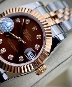 Đồng hồ nữ Rolex Datejust mặt chocolate Fake 11 máy cơ Nhật 31mm
