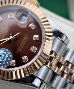Đồng hồ nữ Rolex Datejust mặt chocolate Fake 11 máy cơ Nhật 31mm