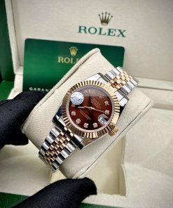 Đồng hồ nữ Rolex Datejust mặt chocolate Fake 11 máy cơ Nhật 31mm