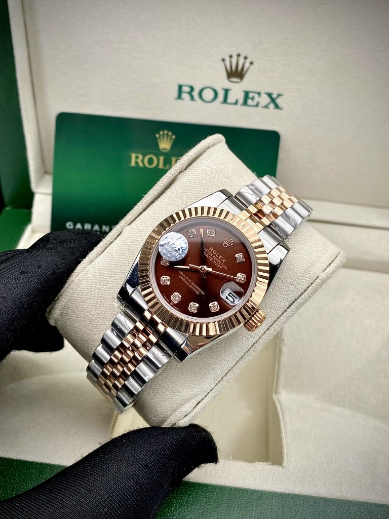 Đồng hồ nữ Rolex Datejust mặt chocolate Fake 11 máy cơ Nhật 31mm