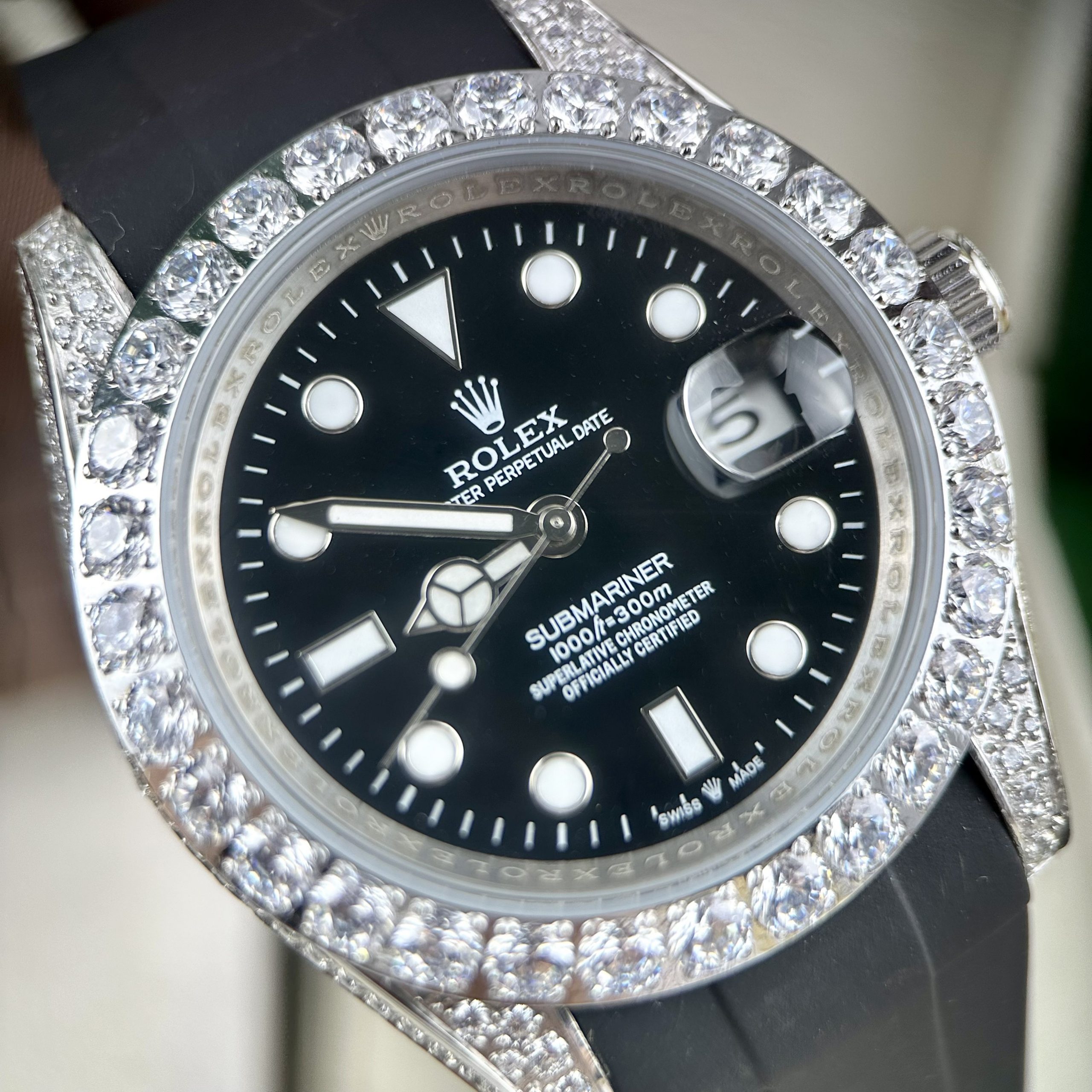 Đồng hồ nam Rolex Submariner Fake 11 máy Nhật đính full đá Đồng hồ nam Rolex Submariner Fake 11 máy Nhật đính full đá