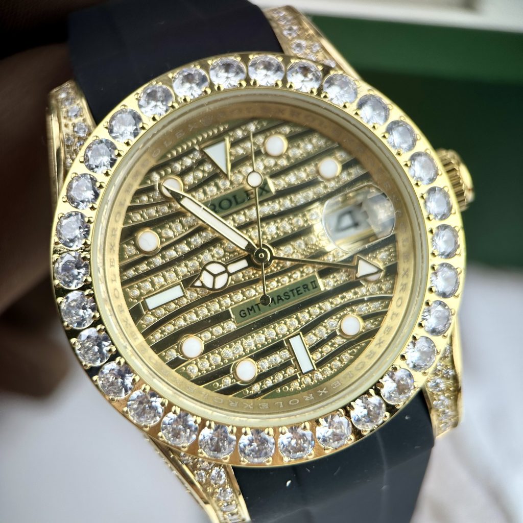 Đồng hồ Rolex GMT-Master II Fake cao cấp máy Nhật đính đá 40mm