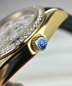 Đồng hồ đính đá Rolex Datejust máy Nhật mạ vàng dây cao su 40mm