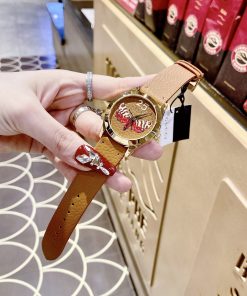 Đồng hồ nữ Gucci G-Timeless Butterfly dây da màu nâu siêu cấp