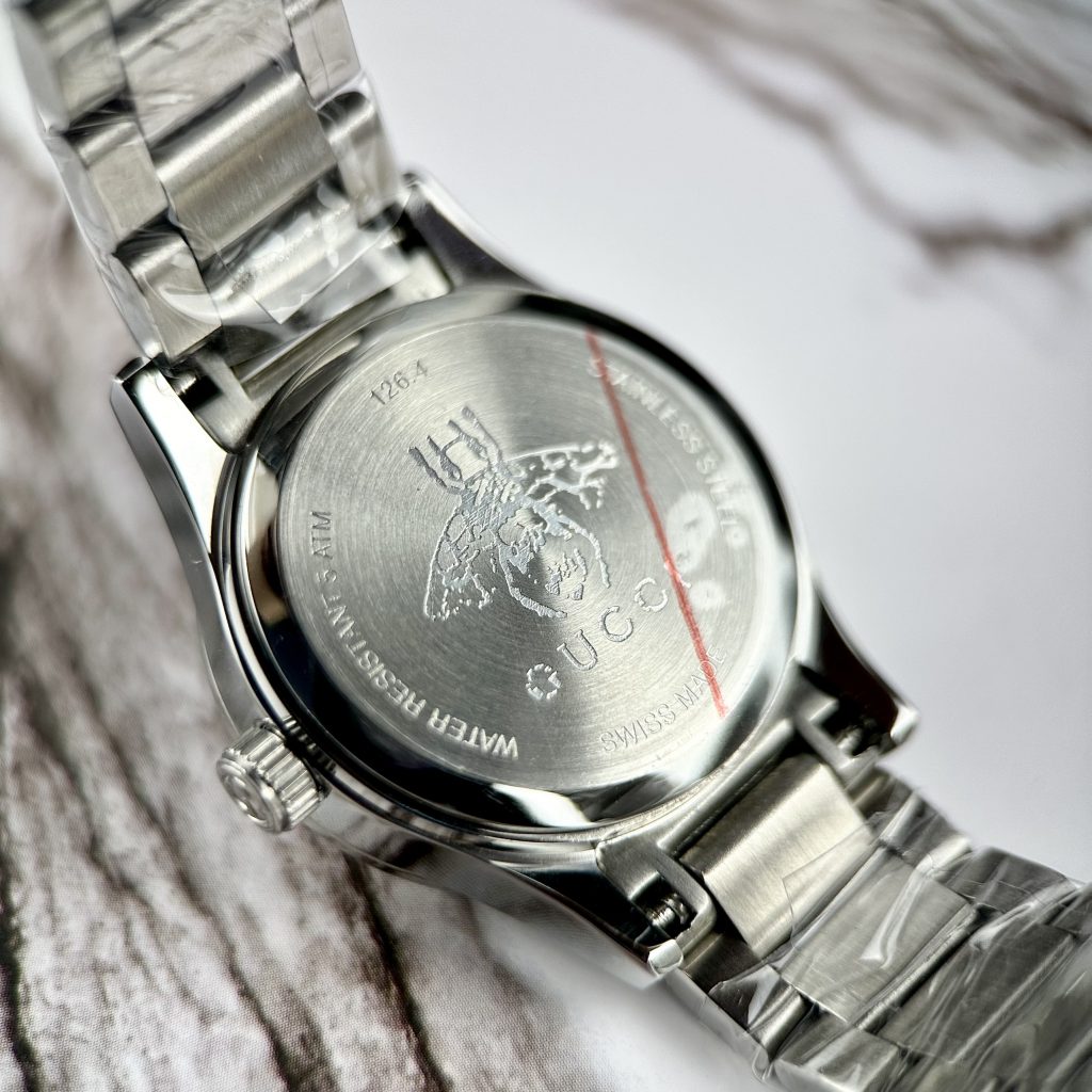 Đồng hồ Gucci nữ mặt khảm trai hình mèo màu hồng Like Auth 28mm