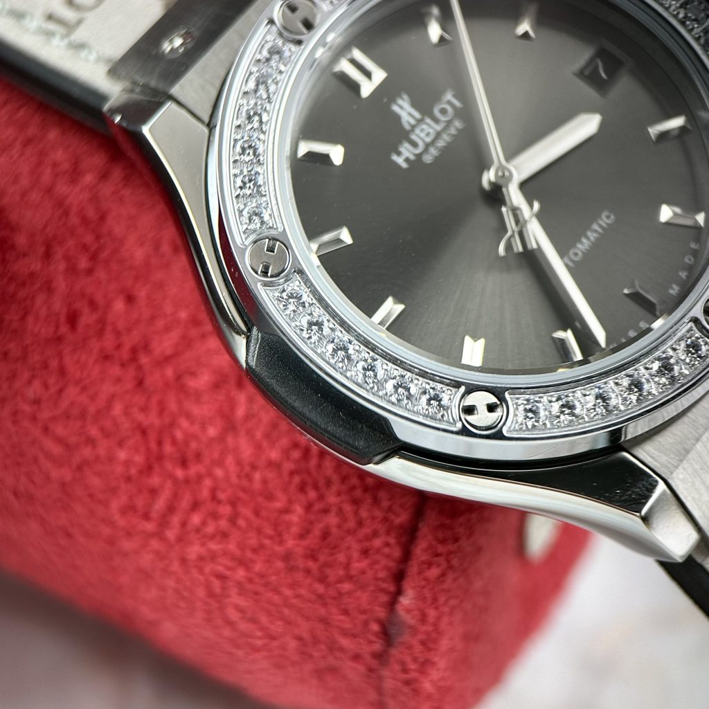 Đồng hồ Hublot cặp máy cơ Automatic đính đá giá rẻ màu xám