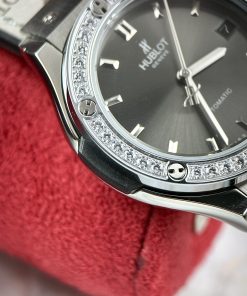 Đồng hồ Hublot cặp máy cơ Automatic đính đá giá rẻ màu xám
