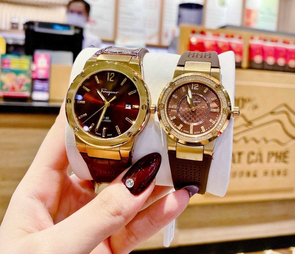 Đồng hồ cặp đôi Salvatore Ferragamo F80 Classic màu nâu Like Auth