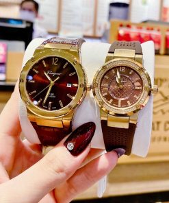 Đồng hồ cặp đôi Salvatore Ferragamo F80 Classic màu nâu Like Auth