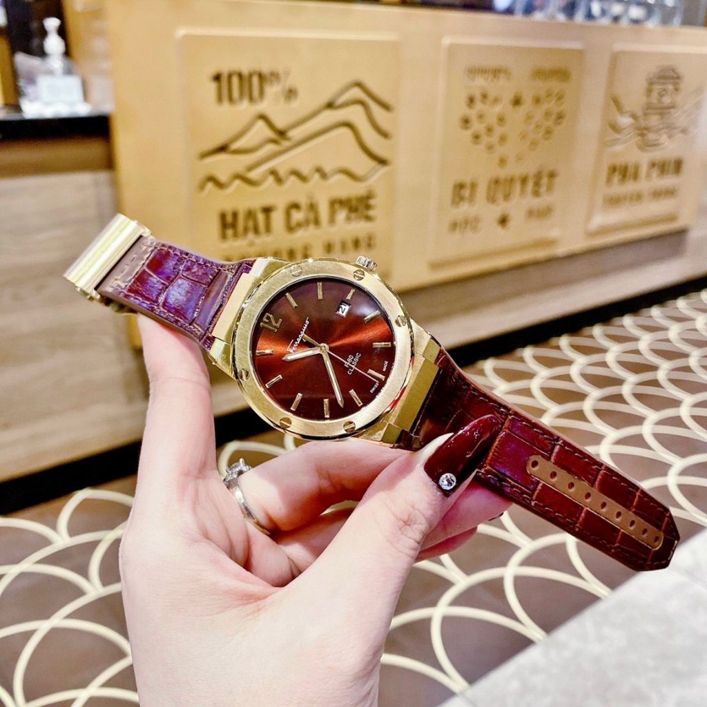 Đồng hồ cặp đôi Salvatore Ferragamo F80 Classic màu nâu Like Auth