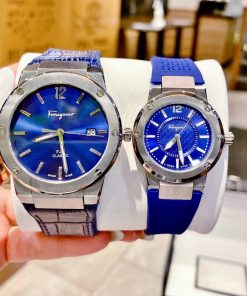 Đồng hồ Salvatore Ferragamo F80 Classic cặp nam nữ màu xanh dương 33/40mm