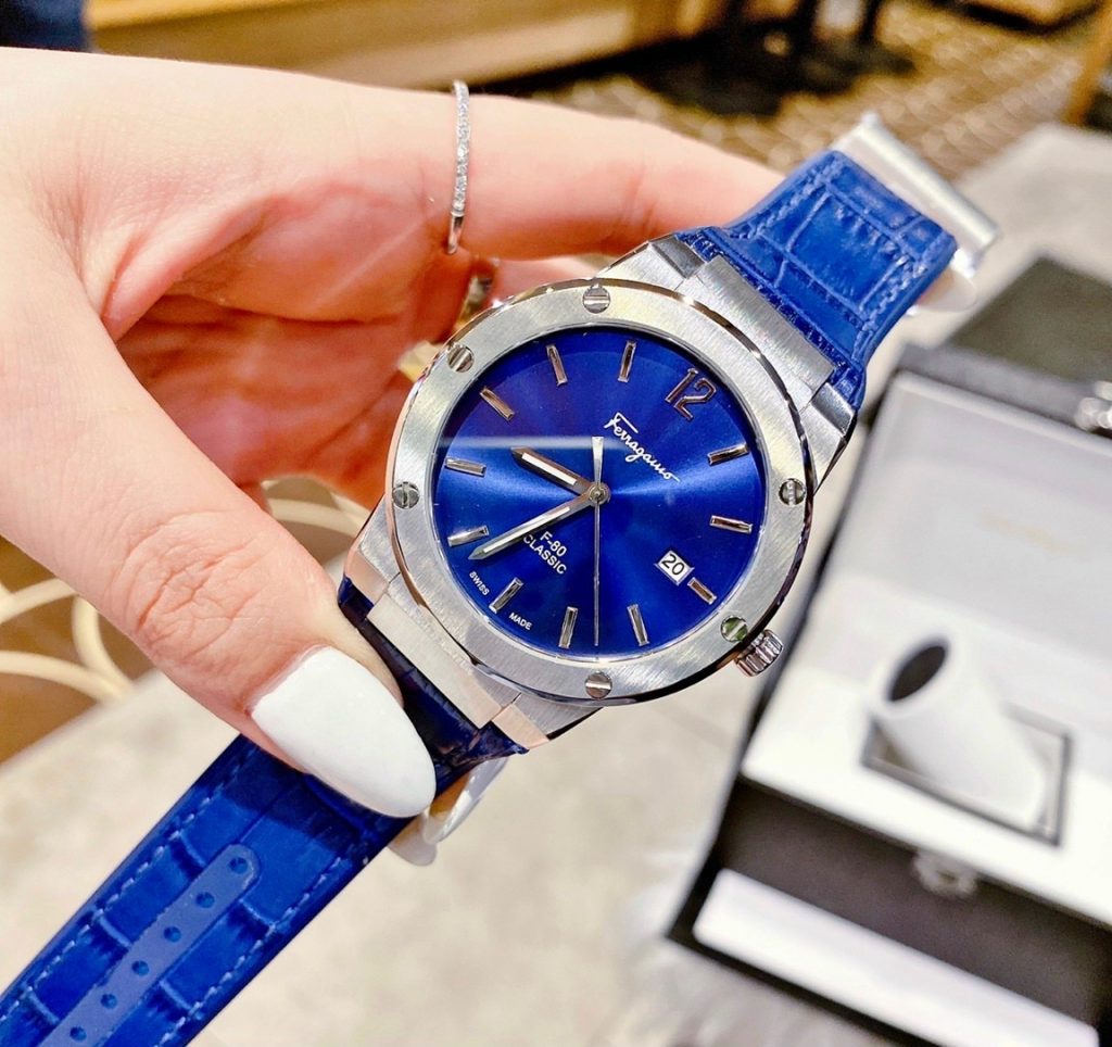 Đồng hồ Salvatore Ferragamo F80 Classic cặp nam nữ màu xanh dương 33/40mm