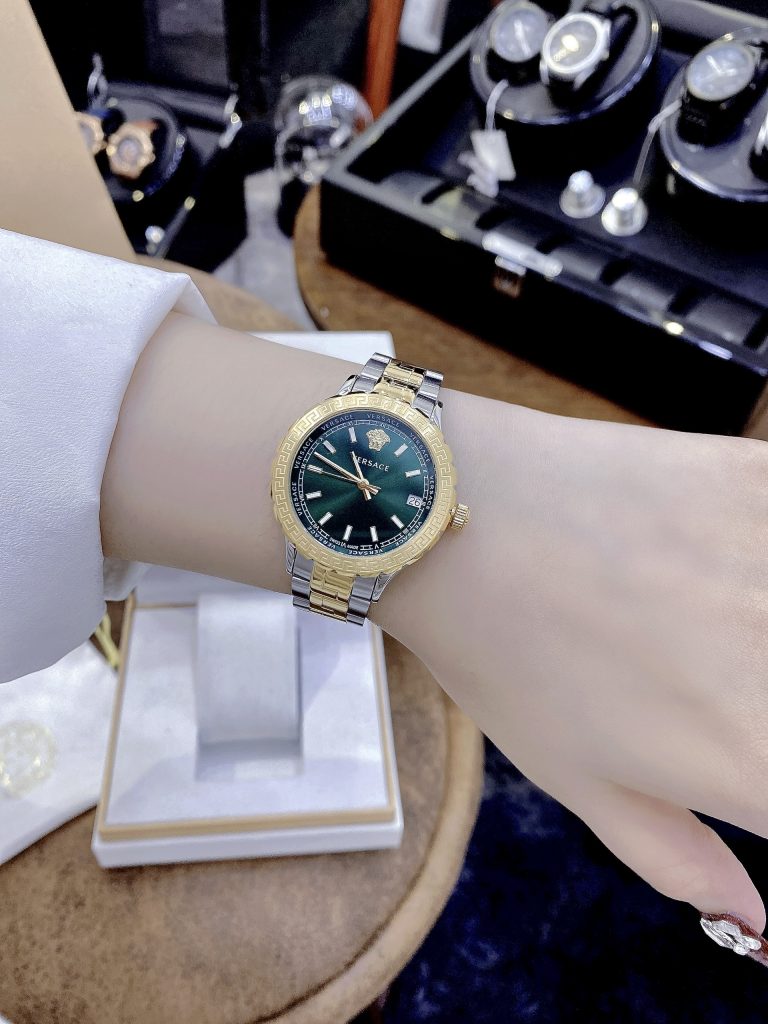 Đồng hồ Versace Hellenyium nữ like auth mặt xanh ngọc lục bảo