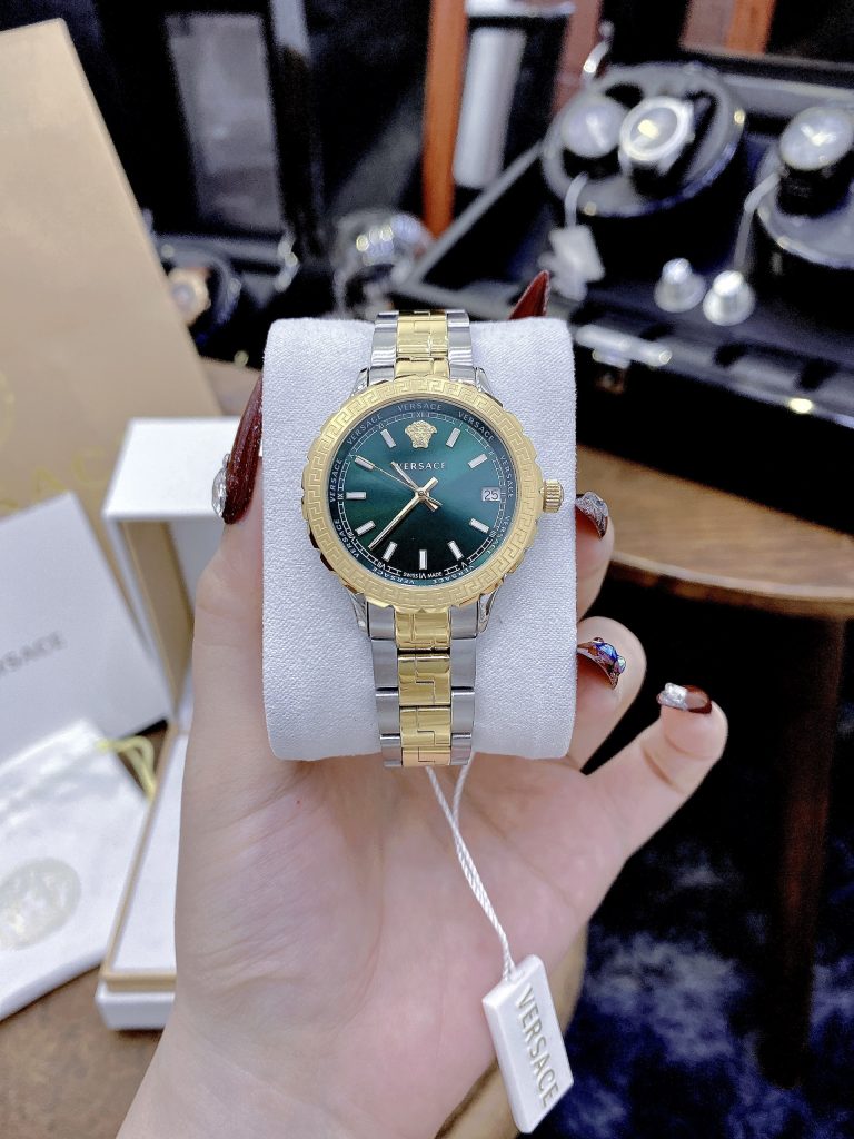 Đồng hồ Versace Hellenyium nữ like auth mặt xanh ngọc lục bảo