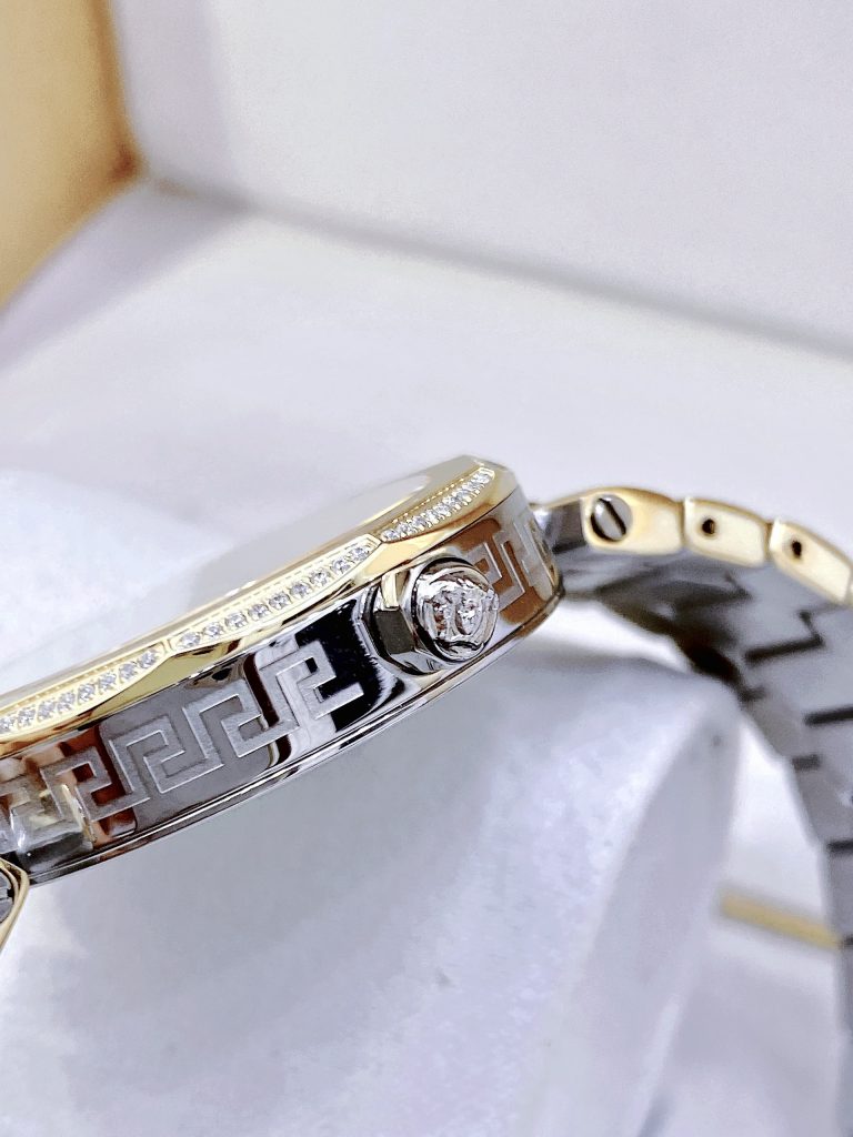 Đồng hồ nữ Versace Idiya like auth dây kim loại Demi Gold đính đá