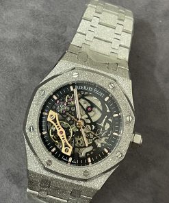 Đồng hồ Audemars Piguet cơ lộ máy vỏ phủ bạch kim trắng Fake 11