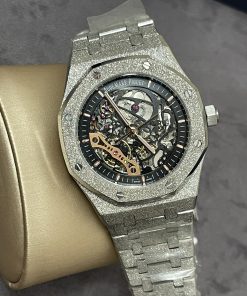 Đồng hồ Audemars Piguet cơ lộ máy vỏ phủ bạch kim trắng Fake 11