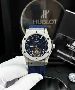 Đồng hồ Hublot cơ lộ máy Nhật Super Fake 11 màu xanh Blue 42mm