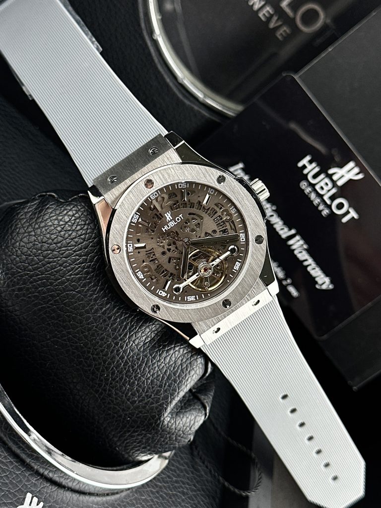Đồng hồ cơ nam Hublot Automatic lộ máy Nhật màu xám giá rẻ 