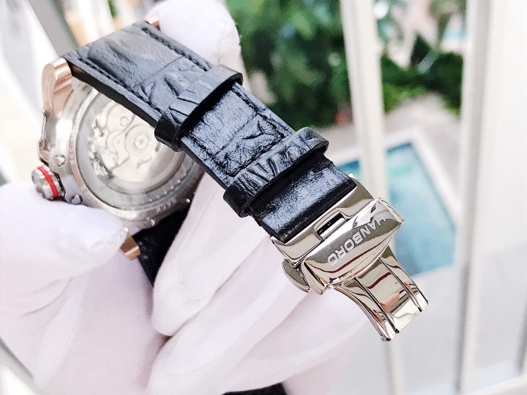 Đồng hồ cơ lộ máy Hanboro chính hãng Automatic màu demi 44mm
