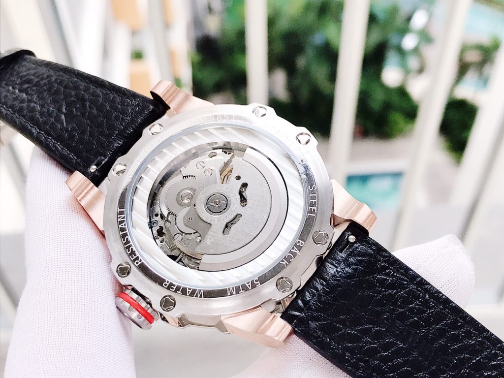 Đồng hồ cơ lộ máy Hanboro chính hãng Automatic màu demi 44mm