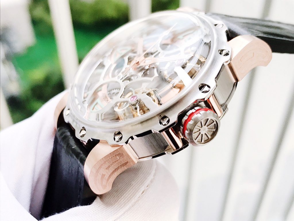 Đồng hồ cơ lộ máy Hanboro chính hãng Automatic màu demi 44mm