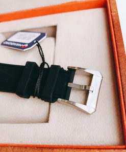 Đồng hồ mặt vuông Hanboro nam dây cao su màu đen chính hãng