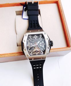 Đồng hồ Hanboro cơ lộ máy automatic chính hãng dây cao su đen