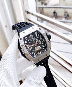 Đồng hồ Hanboro cơ lộ máy automatic chính hãng dây cao su đen