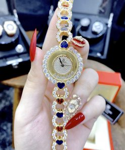 Đồng hồ nữ Royal Crown đính đá dây kim loại hình trái tim 33mm