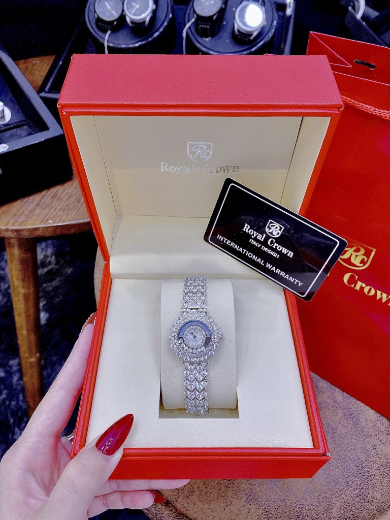 Đồng hồ nữ cao cấp Royal Crown đính đá mặt chải tia like auth
