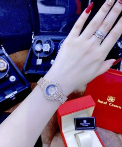 Đồng hồ nữ cao cấp Royal Crown đính đá mặt chải tia like auth