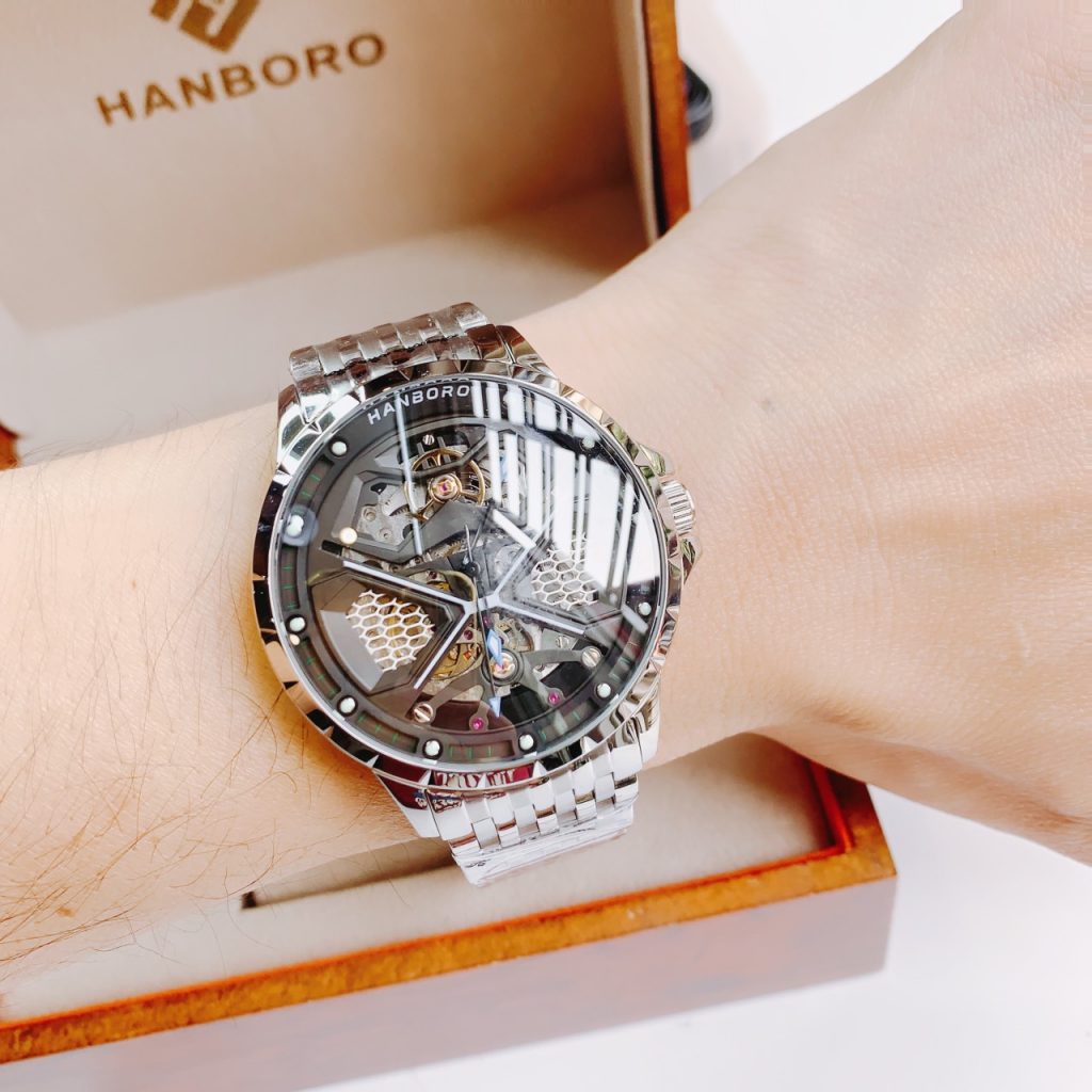 Đồng hồ Huboler nam chính hãng Huboler by Hanboro Automatic dây kim loại 44mm