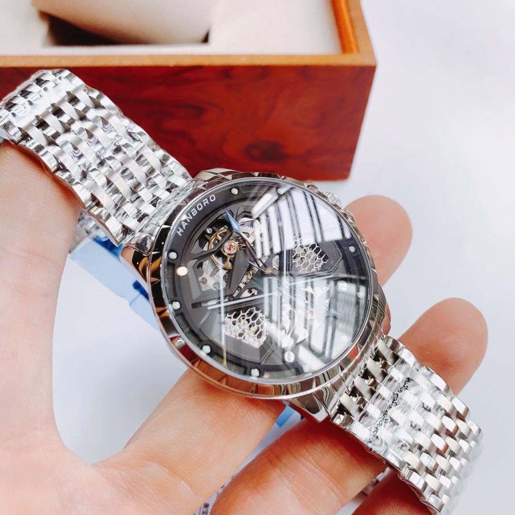 Đồng hồ Huboler nam chính hãng Huboler by Hanboro Automatic dây kim loại 44mm