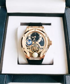 Đồng hồ cơ lộ máy Hanboro by Huboler nam chính hãng Tone Màu Rose Gold 45mm