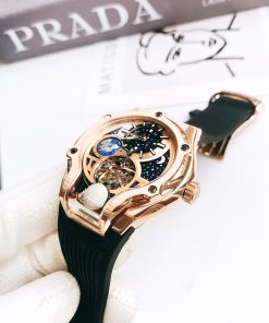 Đồng hồ cơ lộ máy Hanboro by Huboler nam chính hãng Tone Màu Rose Gold 45mm