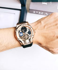 Đồng hồ cơ lộ máy Hanboro by Huboler nam chính hãng Tone Màu Rose Gold 45mm
