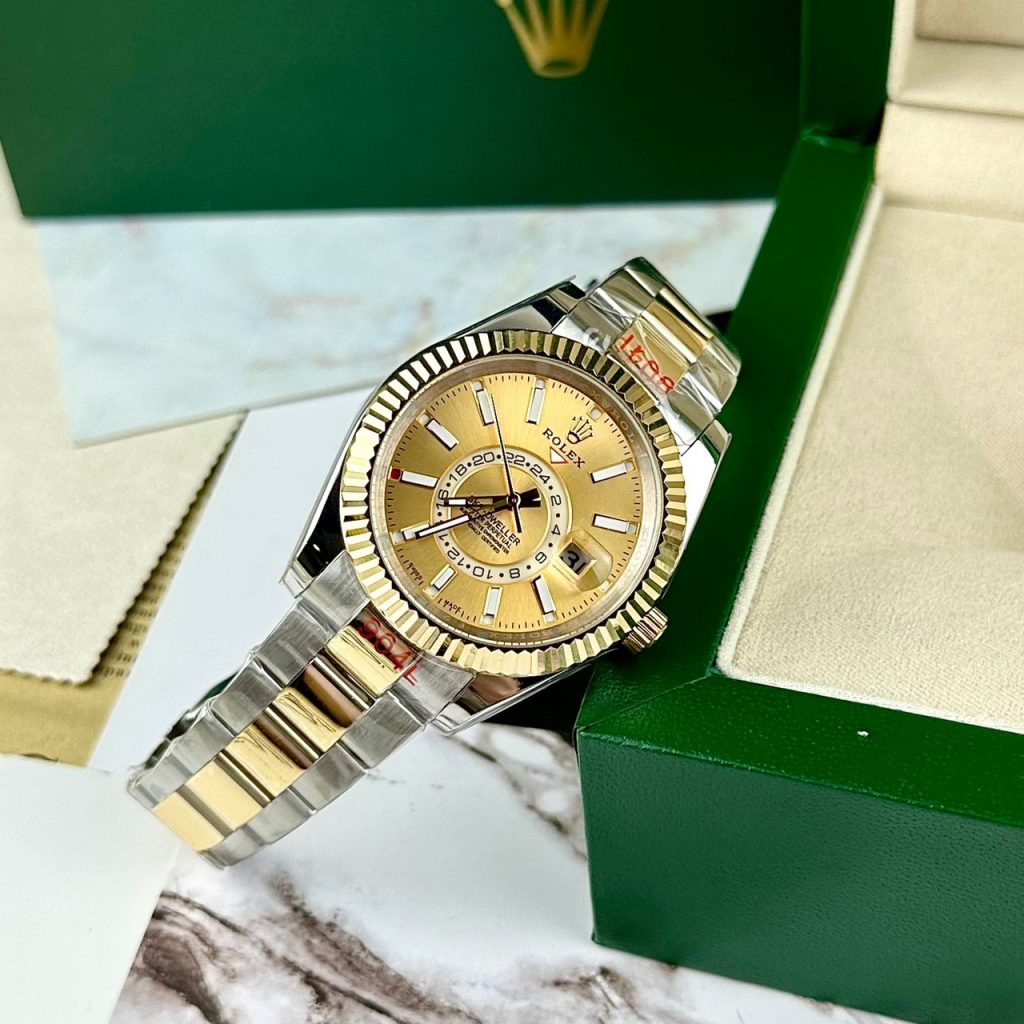 Đồng hồ Rolex giá rẻ Rolex Sky-Dweller Oyster Perpetual Gold Super Fake Size 41mm